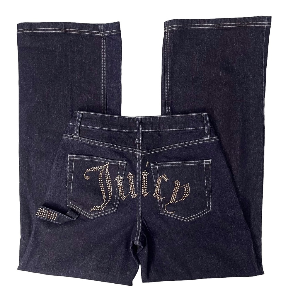 JUICY COUTURE Abbot Rhinestone Carpenter Jean 26 Stone Hammerloop Rinse Wide Leg